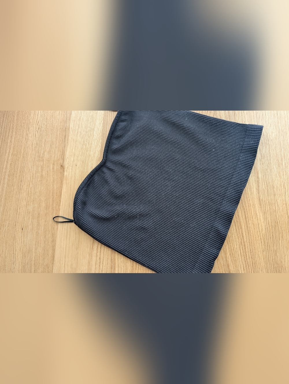 Black Ribbed Strapless Top
